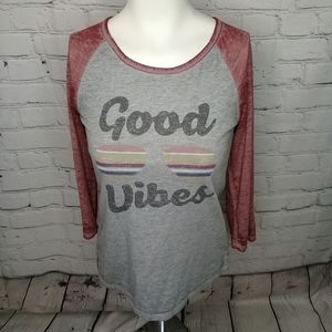 L.O.L Vintage Grey Red Burnout Baseball "Good Times" Graphic Tee Sz Small